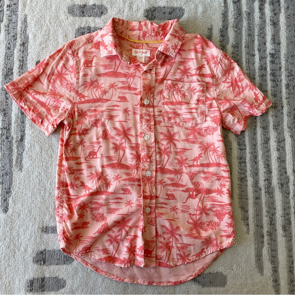 Cat & Jack Short Sleeve Button Down Dino Print 🦕